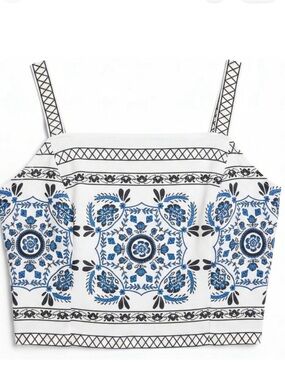 Lane Bryant Floral Smocked Crop Top Poplin Tank Adjustable Strap Plus 22 NWT